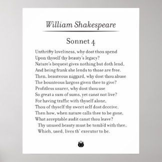 Sonnet 4 av William Shakespeare Poster