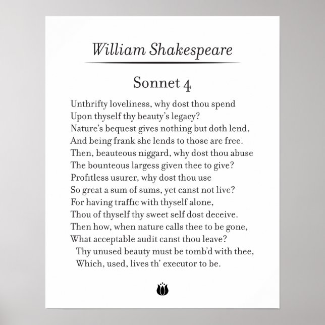 Sonnet 4 av William Shakespeare Poster (Framsidan)