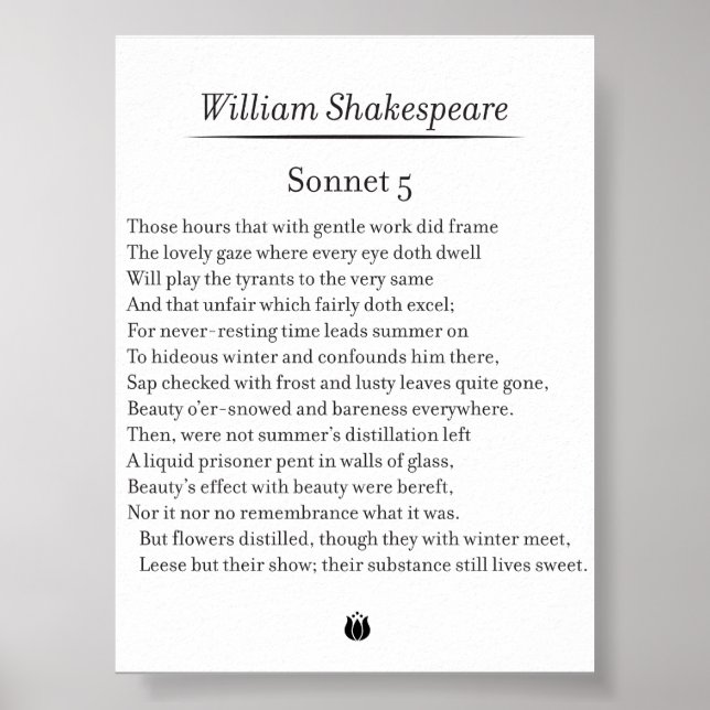 Sonnet 5 av William Shakespeare Poster (Framsidan)
