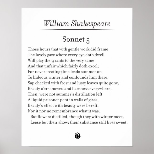 Sonnet 5 av William Shakespeare Poster (Framsidan)