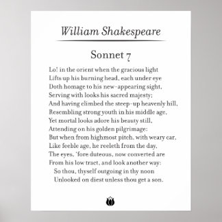 Sonnet 7 av William Shakespeare Poster