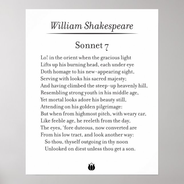 Sonnet 7 av William Shakespeare Poster (Framsidan)