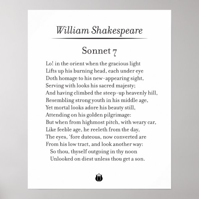 Sonnet 7 av William Shakespeare Poster (Framsidan)