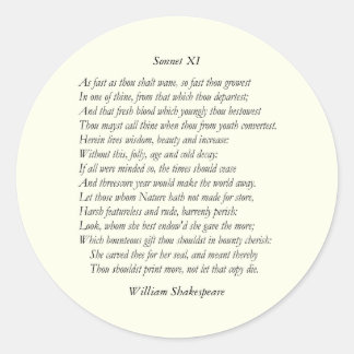Sonnet nr 11 av William Shakespeare Runt Klistermärke