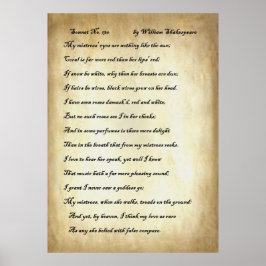 Sonnet nr 130 av William Shakespeare Poster