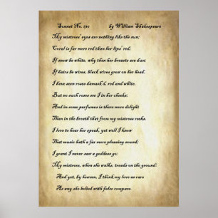 Sonnet nr 130 av William Shakespeare Poster