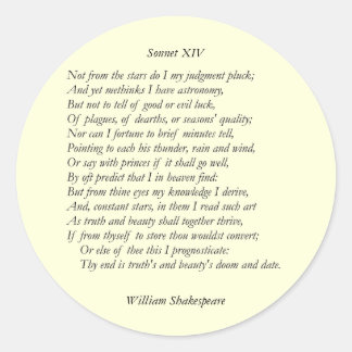 Sonnet nr 14 av William Shakespeare Runt Klistermärke