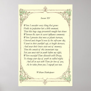 Sonnet nr 15 av William Shakespeare Poster