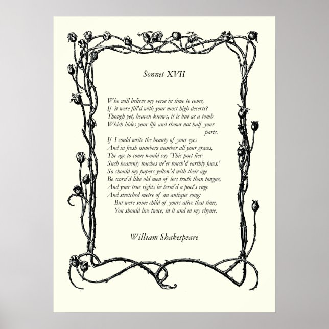 Sonnet nr 17 av William Shakespeare Poster (Framsidan)