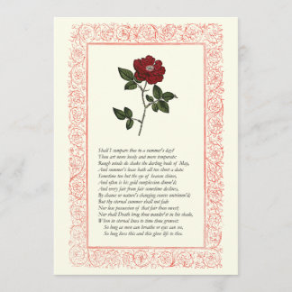 Sonnet nr 18 av William Shakespeare Inbjudningar