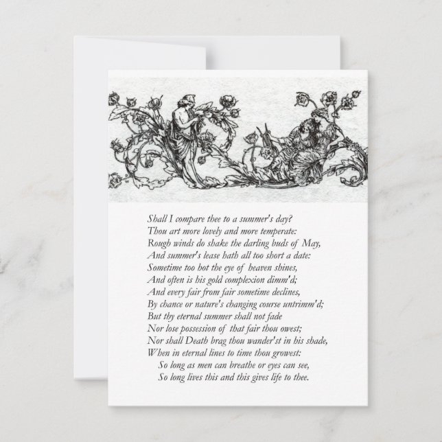 Sonnet nr 18 av William Shakespeare Inbjudningar (Framsida)