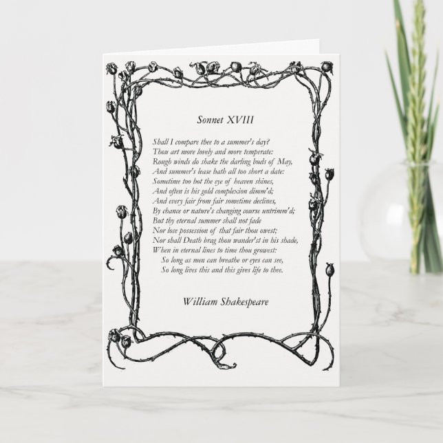 Sonnet nr 18 av William Shakespeare Kort (Framsida)