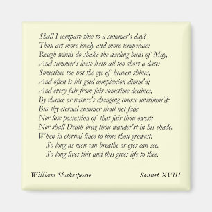 Sonnet nr 18 av William Shakespeare Magnet
