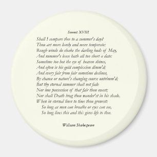 Sonnet nr 18 av William Shakespeare Magnet