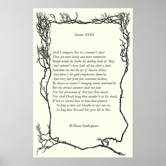 Sonnet nr 18 av William Shakespeare Poster (Framsidan)