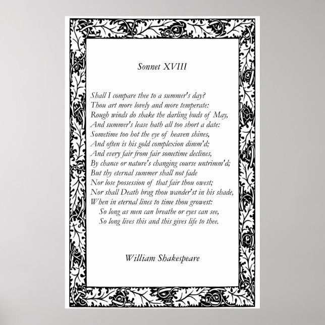 Sonnet nr 18 av William Shakespeare Poster (Framsidan)