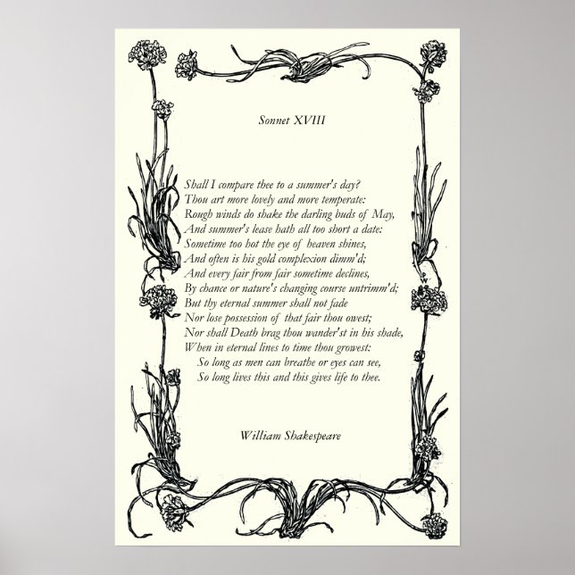Sonnet nr 18 av William Shakespeare Poster (Framsidan)