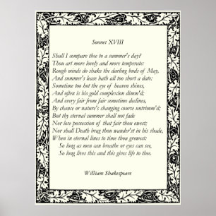 Sonnet nr 18 av William Shakespeare Poster