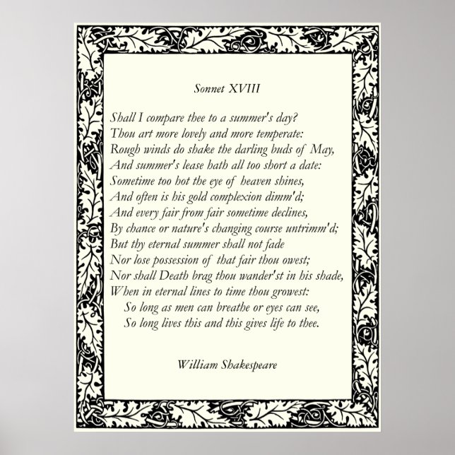 Sonnet nr 18 av William Shakespeare Poster (Framsidan)