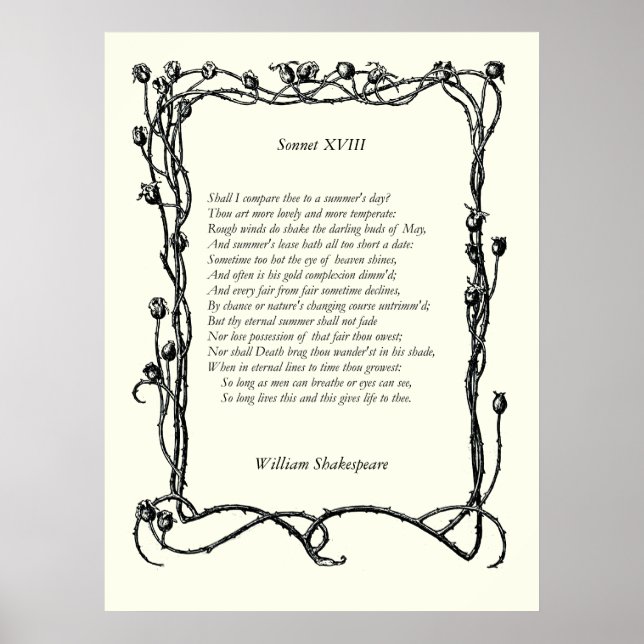 Sonnet nr 18 av William Shakespeare Poster (Framsidan)
