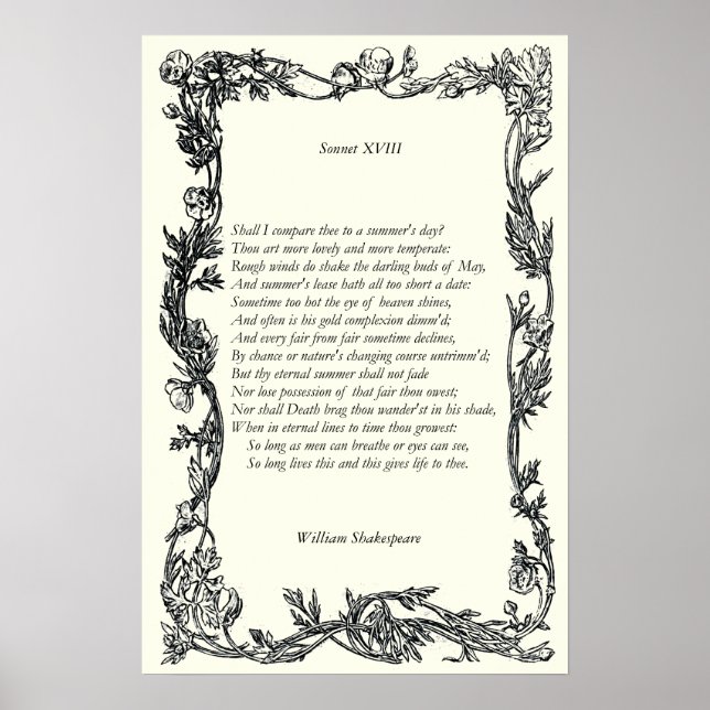 Sonnet nr 18 av William Shakespeare Poster (Framsidan)