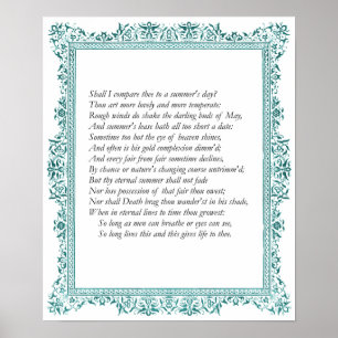 Sonnet nr 18 av William Shakespeare Poster