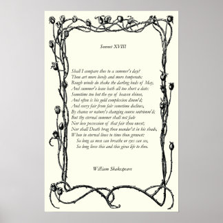 Sonnet nr 18 av William Shakespeare Poster