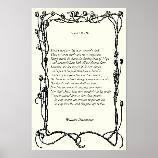 Sonnet nr 18 av William Shakespeare Poster (Framsidan)
