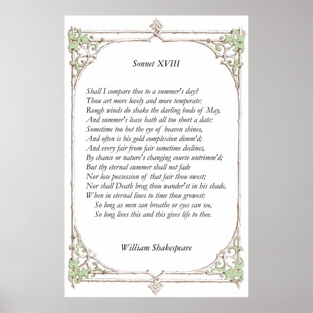 Sonnet nr 18 av William Shakespeare Poster (Framsidan)