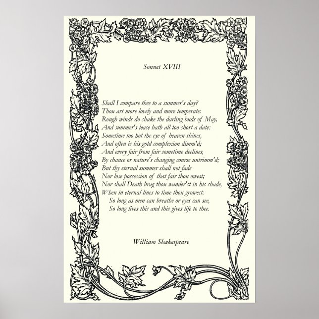Sonnet nr 18 av William Shakespeare Poster (Framsidan)