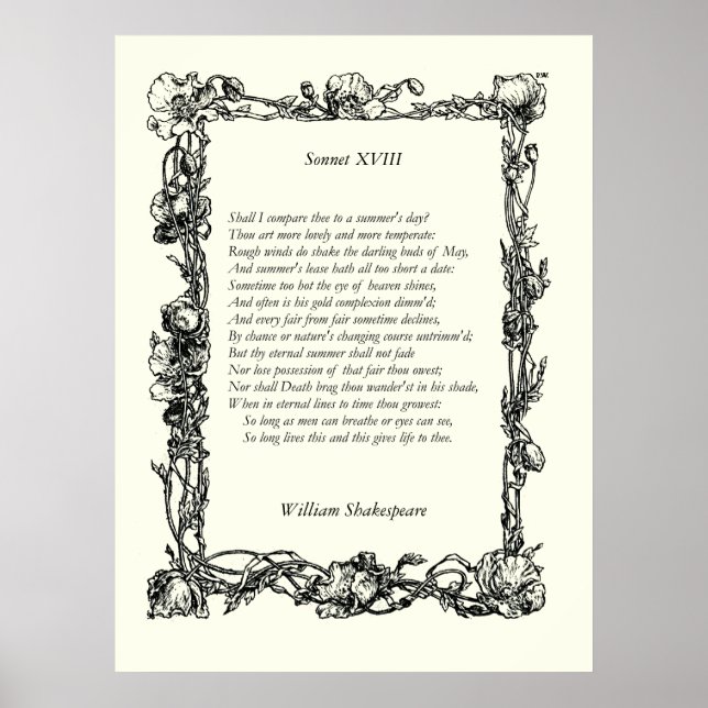 Sonnet nr 18 av William Shakespeare Poster (Framsidan)