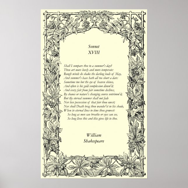 Sonnet nr 18 av William Shakespeare Poster (Framsidan)