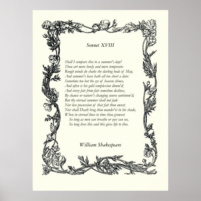 Sonnet nr 18 av William Shakespeare Poster (Framsidan)