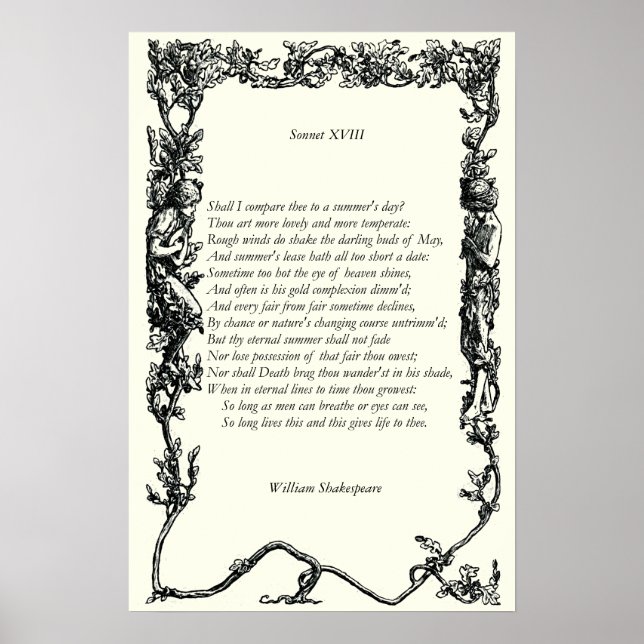 Sonnet nr 18 av William Shakespeare Poster (Framsidan)