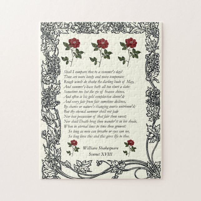 Sonnet nr 18 av William Shakespeare Pussel (Vertikal)