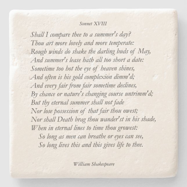 Sonnet nr 18 av William Shakespeare Stenunderlägg (Framsidan)