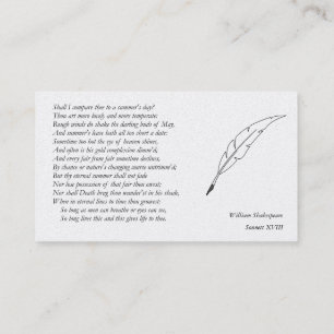Sonnet nr 18 av William Shakespeare Visitkort