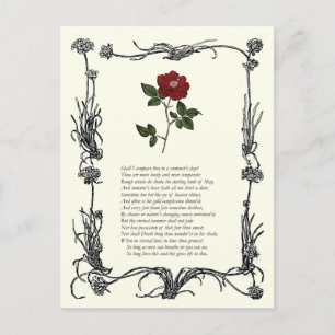 Sonnet nr 18 av William Shakespeare Vykort