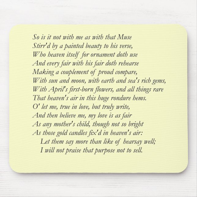 Sonnet nr 21 av William Shakespeare Musmatta (Framsidan)