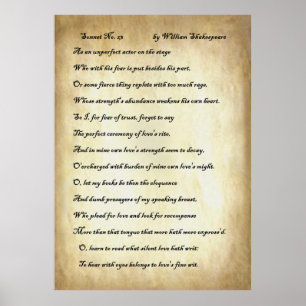 Sonnet nr 23 av William Shakespeare Poster