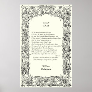 Sonnet nr 23 av William Shakespeare Poster