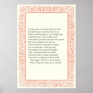 Sonnet nr 25 av William Shakespeare Poster