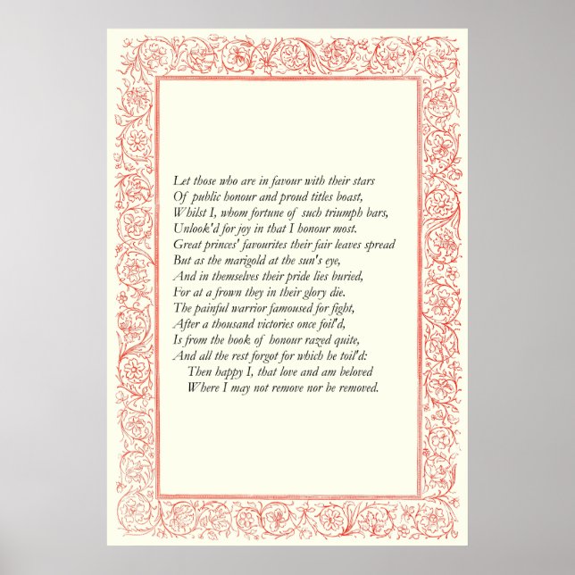 Sonnet nr 25 av William Shakespeare Poster (Framsidan)