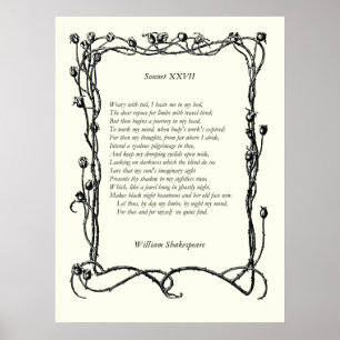 Sonnet nr 27 av William Shakespeare Poster
