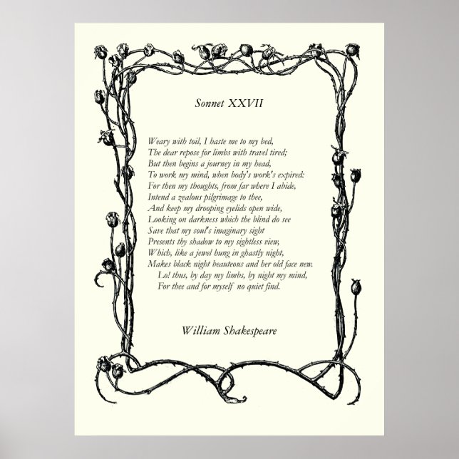 Sonnet nr 27 av William Shakespeare Poster (Framsidan)