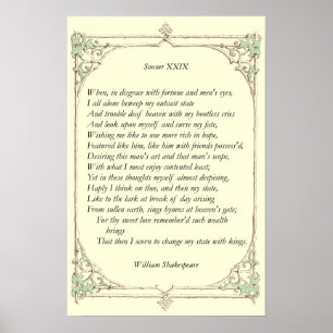 Sonnet nr 29 av William Shakespeare Poster