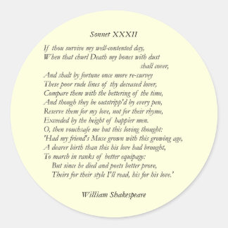 Sonnet nr 32 av William Shakespeare Runt Klistermärke
