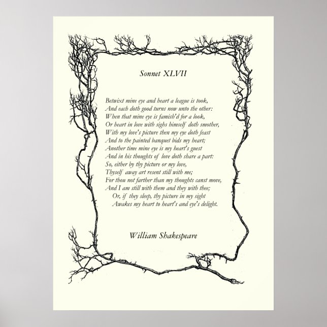 Sonnet nr 47 av William Shakespeare Poster (Framsidan)