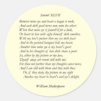 Sonnet nr 47 av William Shakespeare Runt Klistermärke