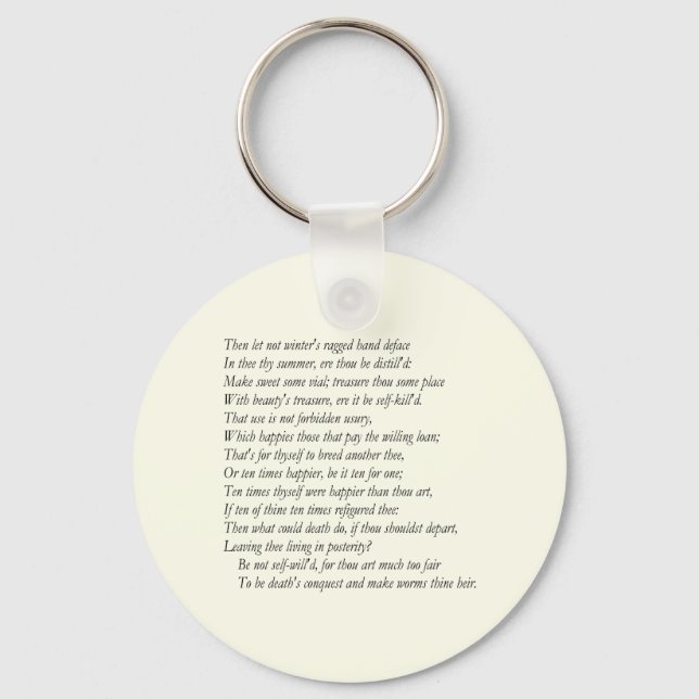 Sonnet nr 6 av William Shakespeare Nyckelring (Framsida)